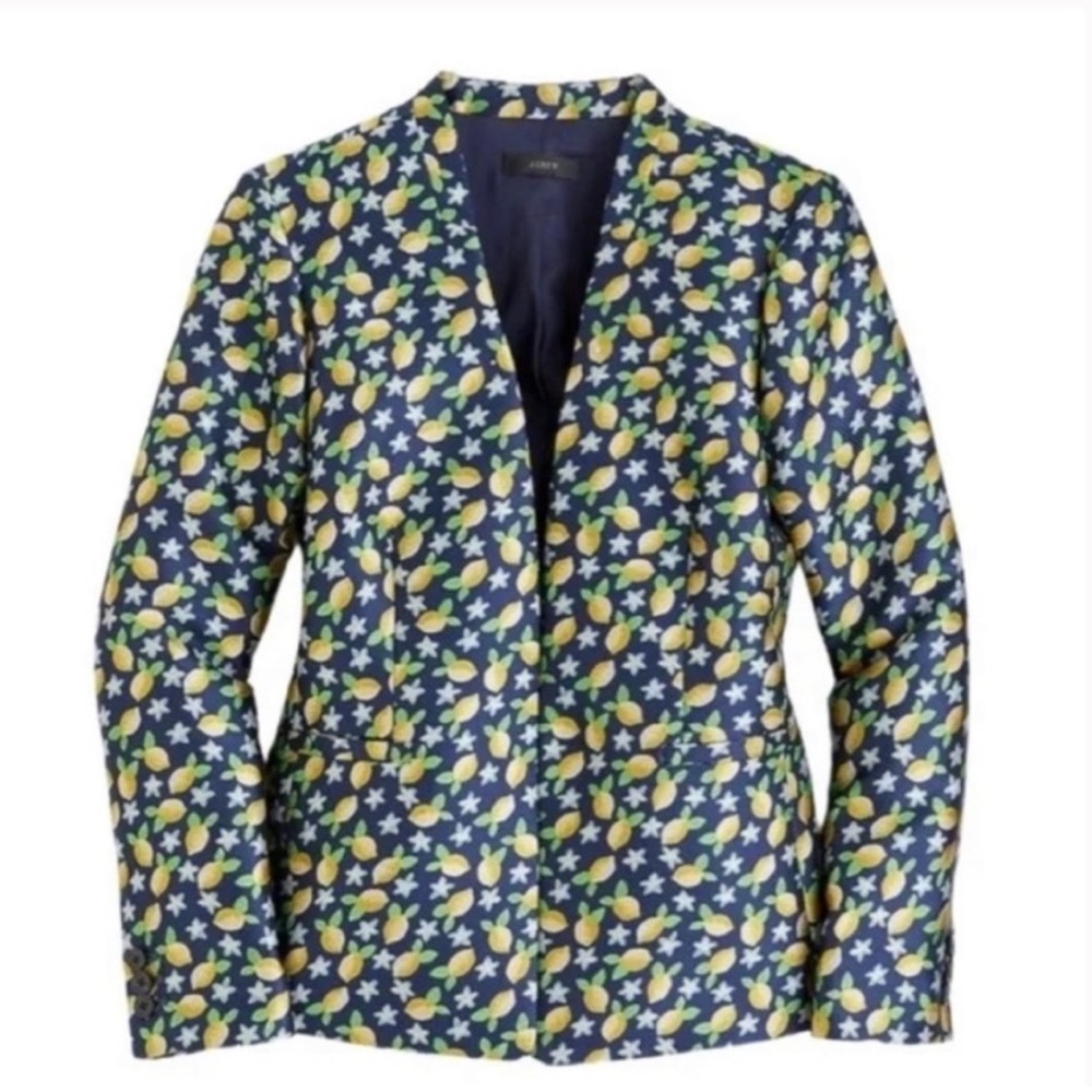 J. Crew Lemon Print Jacquard Going Out Blazer